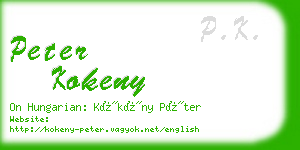 peter kokeny business card